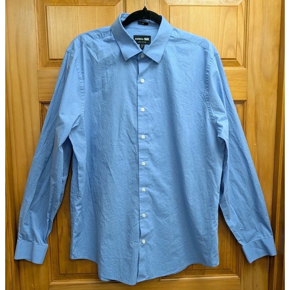 1MX Men's Shirt Button-Down Front Collard Large 15 - 16 1/2 Neck Slim